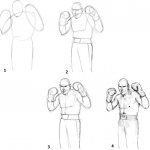 Boxing gloves, black and white, colored pencil drawings for children