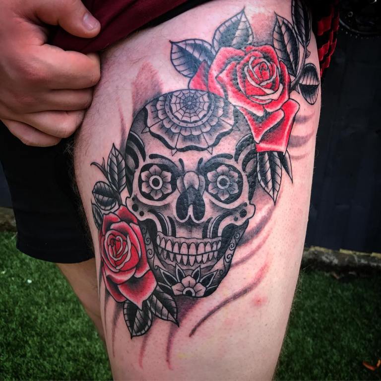 skull with a rose