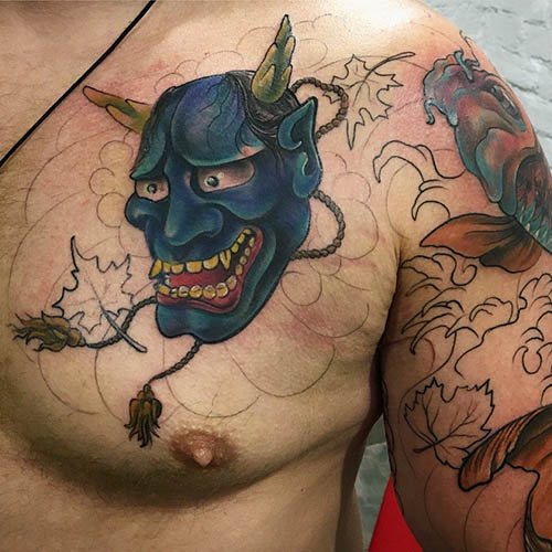 Demon Oni tattoo. Meaning, on the arm, back, shoulder, forearm