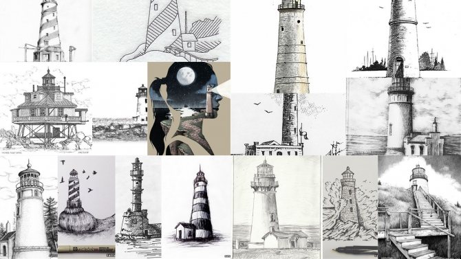 lighthouse tattoo sketches