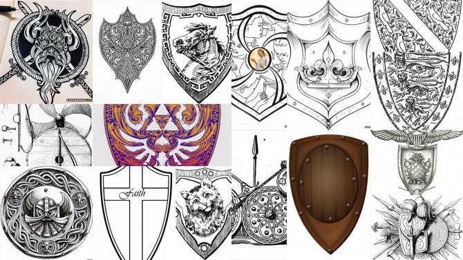 sketches shield tattoo