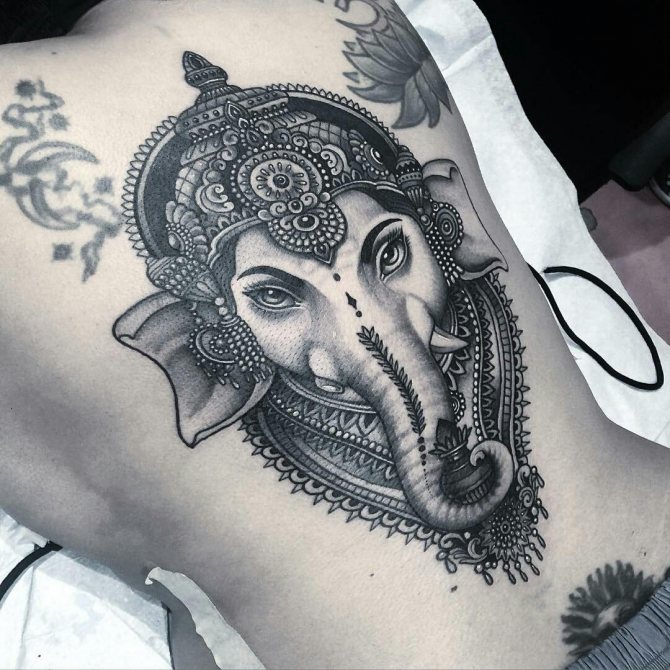 Ganesha on his back
