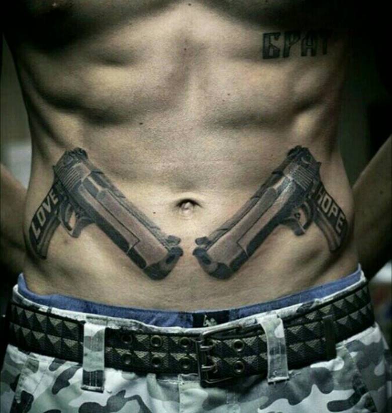 Picture of pistols on a body