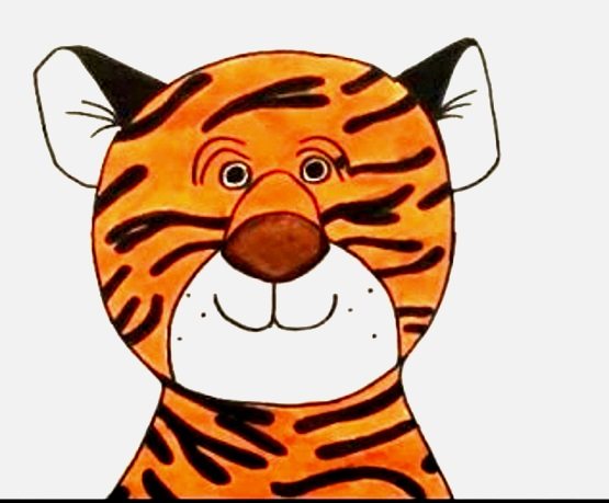 how to draw a tiger for children