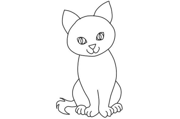 How to draw a sitting cat in drawing poems