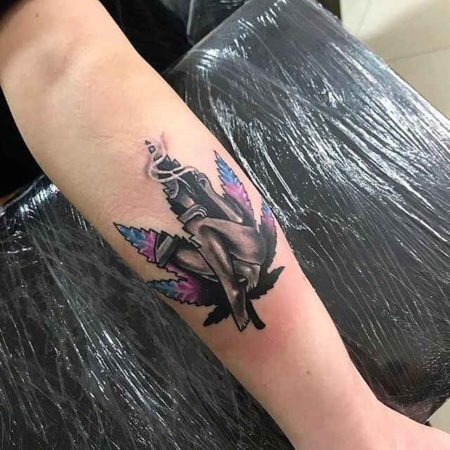 Hemp tattoo on forearm