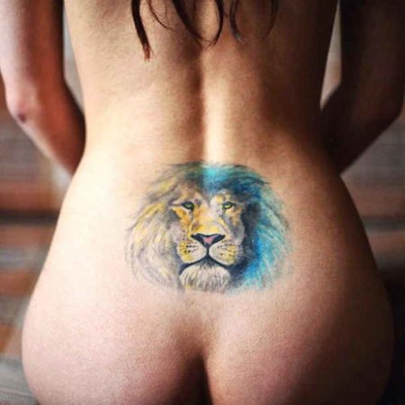 Coccyx tattoo a lion