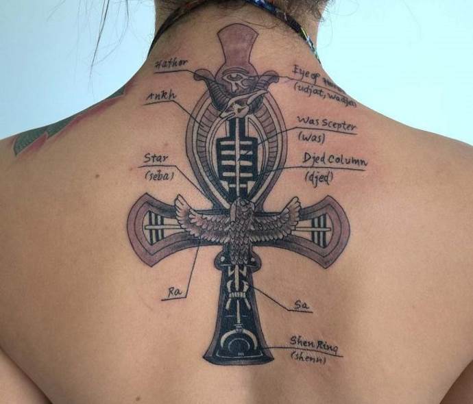 A cross on a girl's back