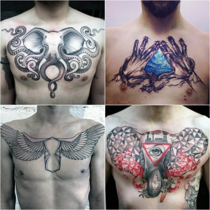 Men Chest Tattoo - Tattoo on Chest for Men - Abstract Male Chest Tattoo