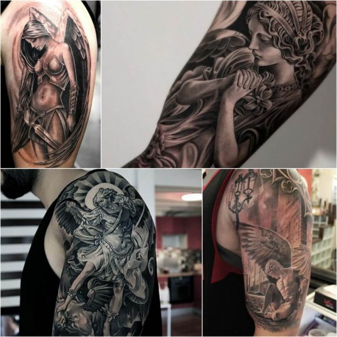Man's shoulder tattoo - angel on shoulder