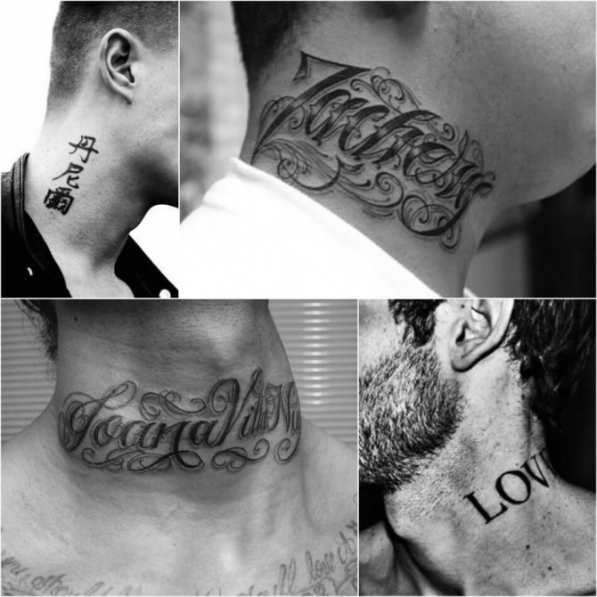 Men's Tattoo on Neck - Men's Tattoo on Neck Inscription
