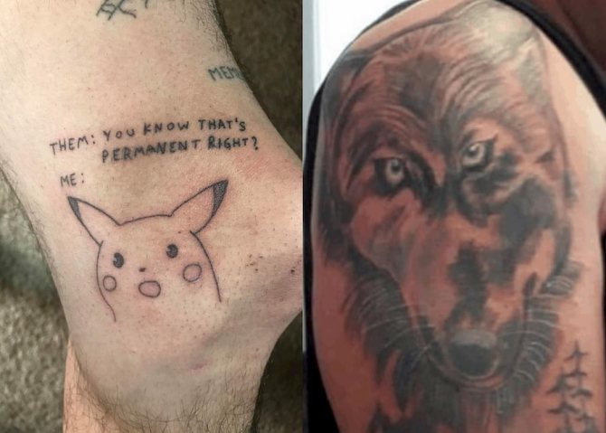 Handpoke-style Pikachu doesn't look like a partak and looks quite cute. But a realistic style wolf can scare children (photo: pinterest.com, rocketgeeks.com)