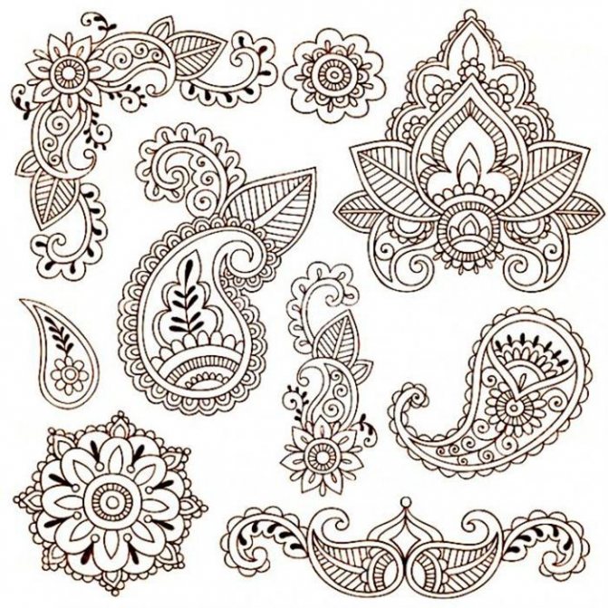 A selection of mehendi flower designs