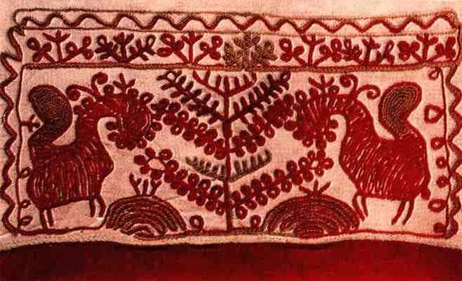 Towel. Embroidery detail. The end of the 19th - beginning of the 20th cc. Pskov Province, Porkhov County. Sewing with a tambourine.