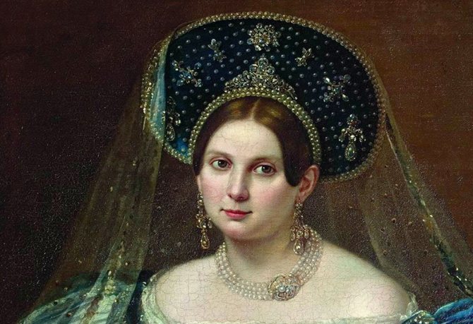 Portrait of a woman in a headdress