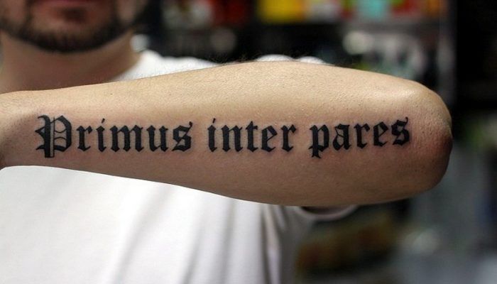 Primus inter pares first among equals in Latin tattoo