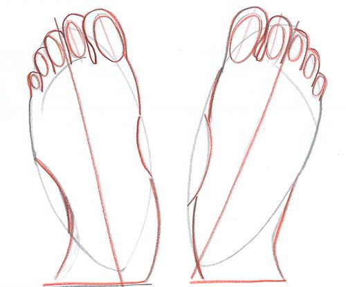 Draw Two Feet - Top View - Step 6