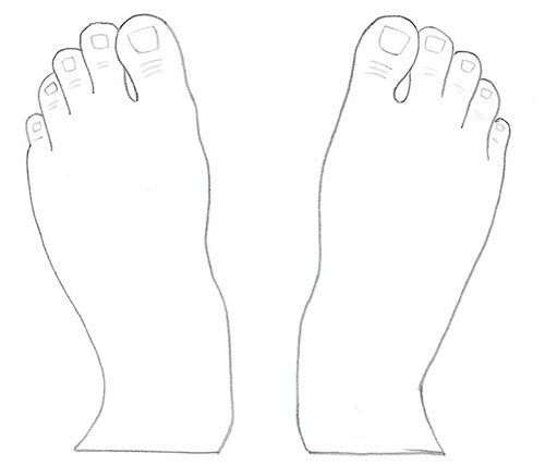 Draw Two Feet - Top View - Step 7