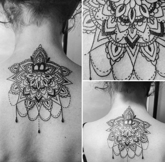 Baroque Style Lace Tattoo on a Girl's Back