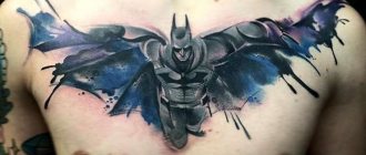 superhero on a man's chest