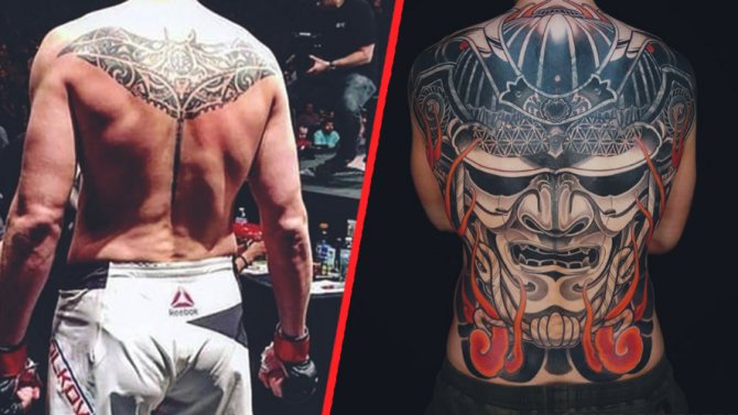 Tattoo of Alexander Volkov. Before and after.