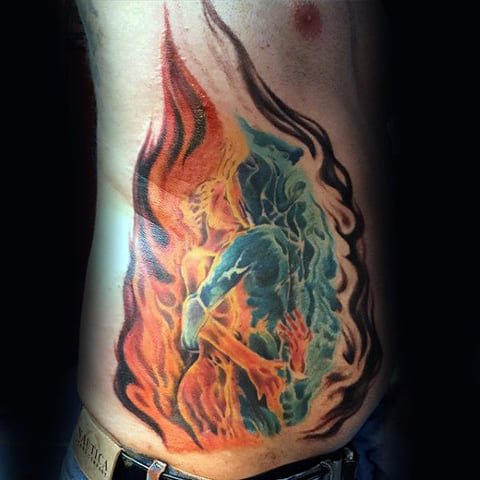 Tattoo angel on fire
