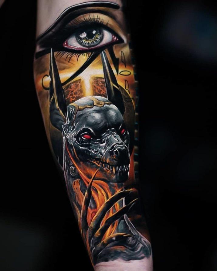 Tattoo anubis and eye