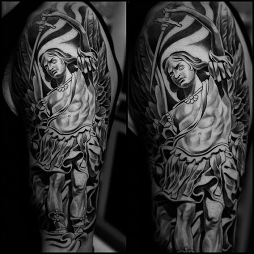 black and white photo tattoo