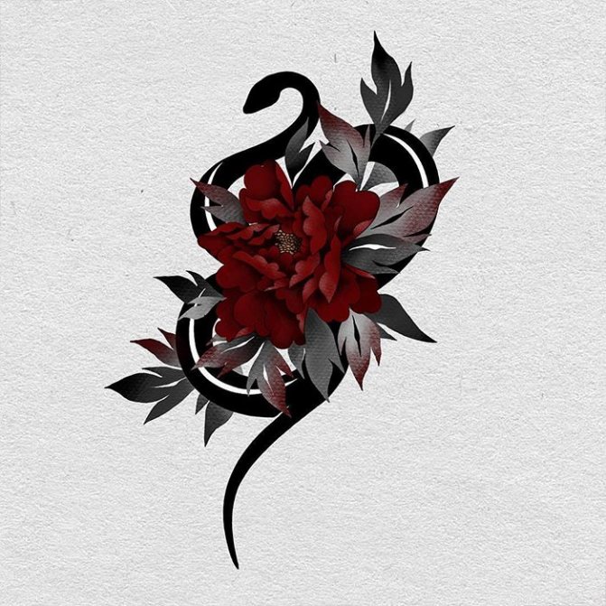 tattoo for girls flower snake sketch