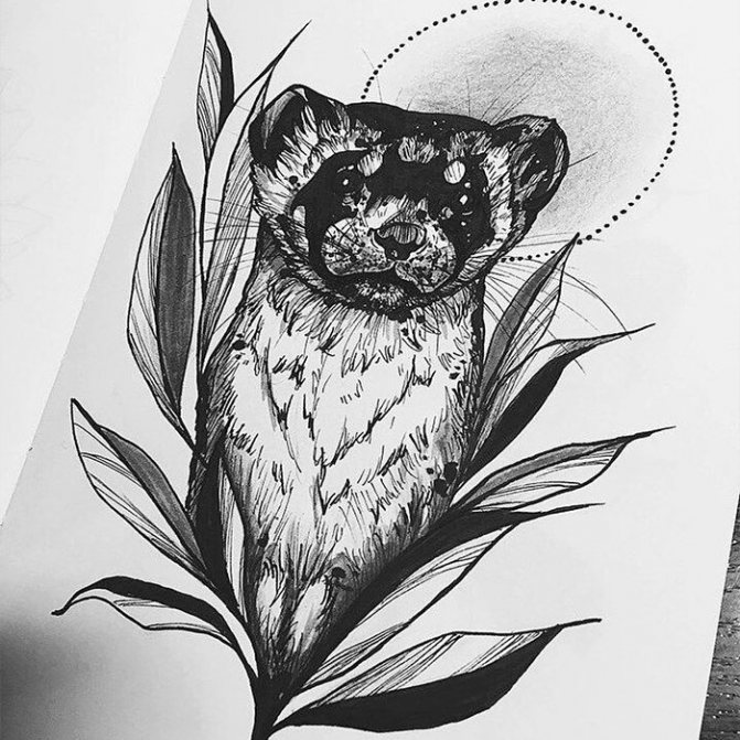 Tattoo for girls raccoon in flower