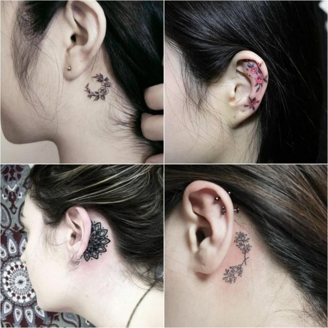 Tattoo for girls - Tattoo for girls on ear - Female Ear Tattoos