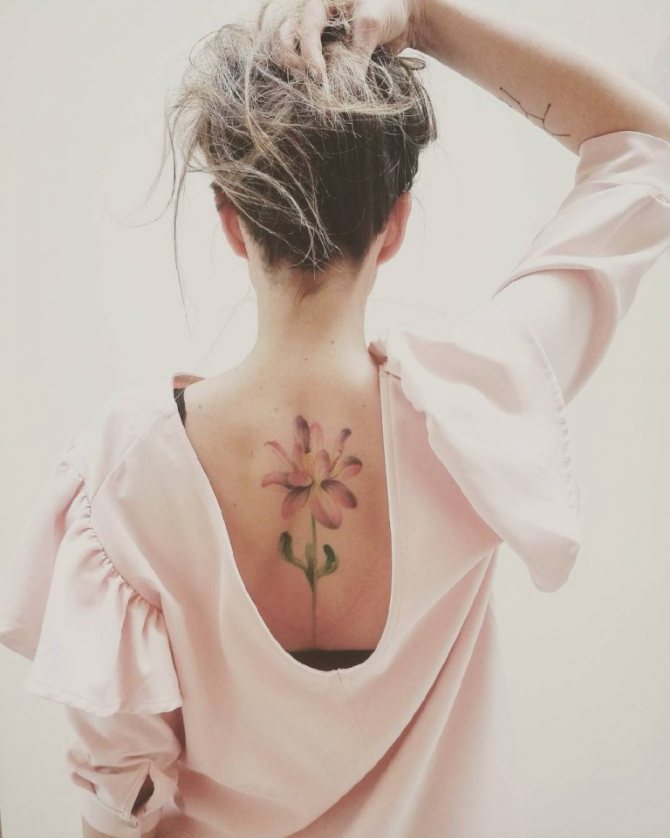 Tattoo a lotus on a girl's back