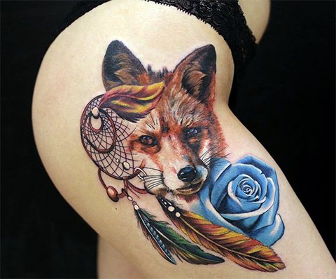 Tattoo dream catcher and fox