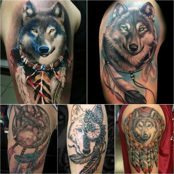 Tattoo dream catcher - Tattoo dream catcher with wolf