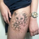 Tattoo lioness for girls. Meaning, photo on hand, foot, back, hip, shoulder, wrist, scapula