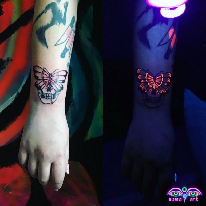 Tattoo artist Soma Art, ultraviolet tattoos, fluorescent tattoos, Blacklight tattoo