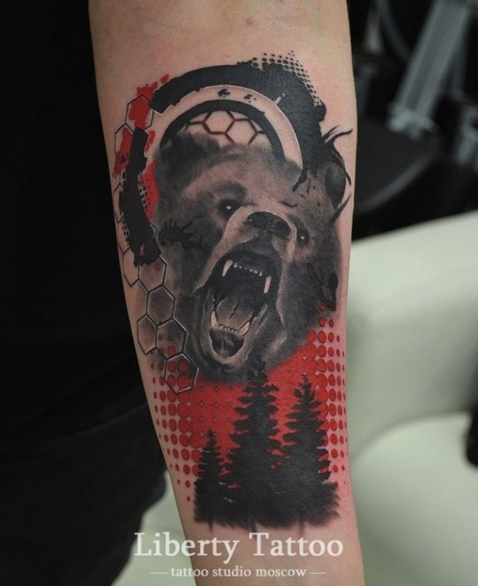 tattoo bear realism tresh polka hand