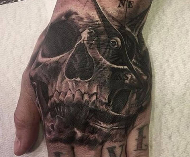 Tattoo on hand - Tattoo on hand - Hand tattoo - Tattoo on hand skull