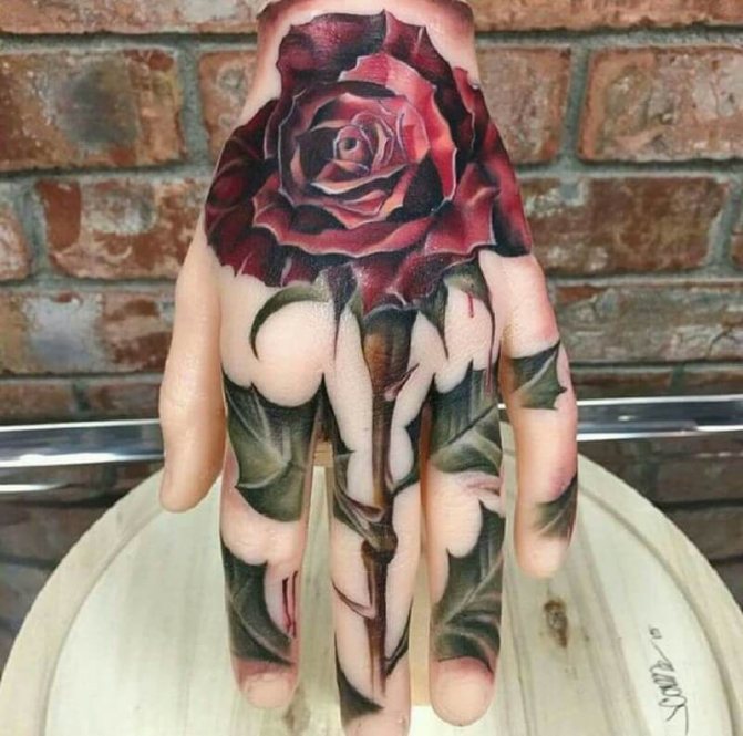 Tattoo on hand - Tattoo on hand - Hand tattoo - Tattoo on hand rose