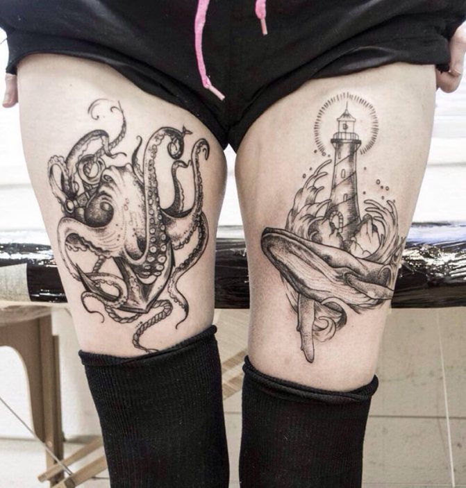 Tattoo on legs - Tattoo on legs - Tattoo on thigh