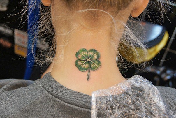Tattoo on the back of a girl's neck