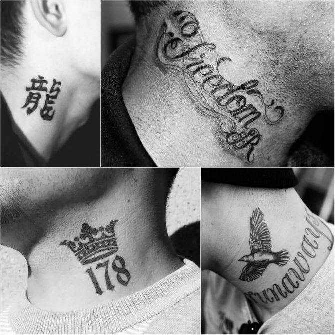Tattoo on Neck - Tattoo Inscription on Neck - Tattoo Numbers on Neck