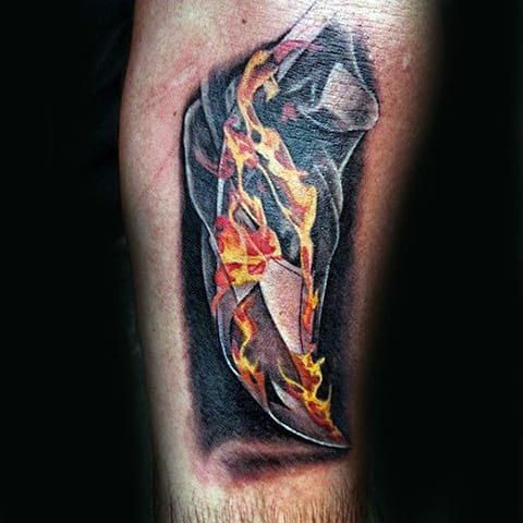 Tattoo fire on his arm