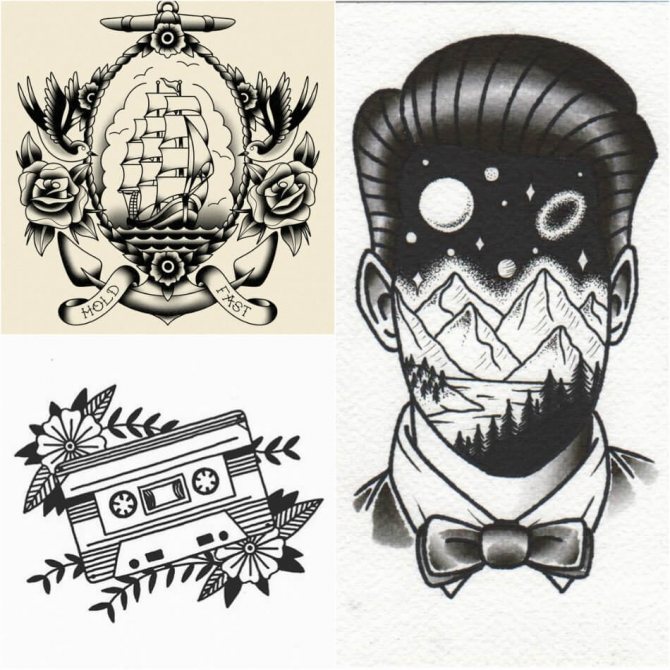 Oldschool Tattoo - Oldschool Tattoo - Oldschool Style Tattoo - Oldschool Tattoo Sketches