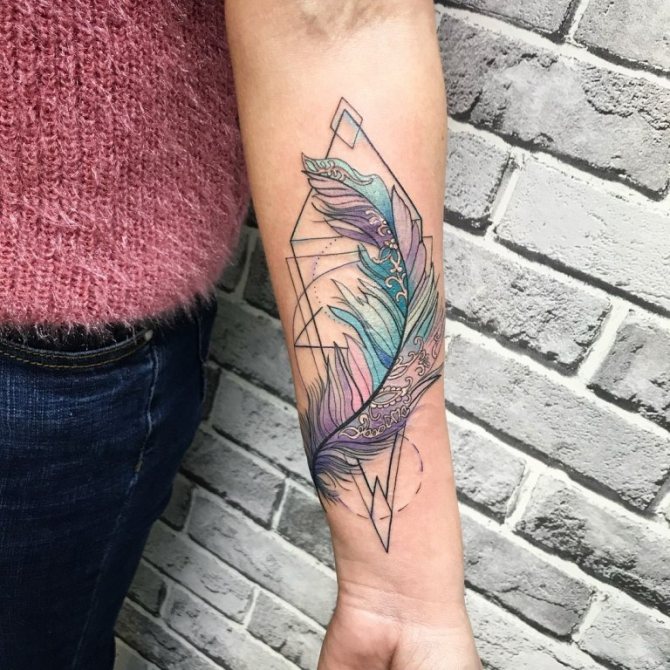 wrist feather tattoo