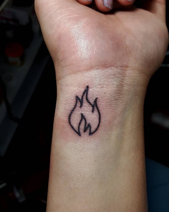 tattoo flame on hand
