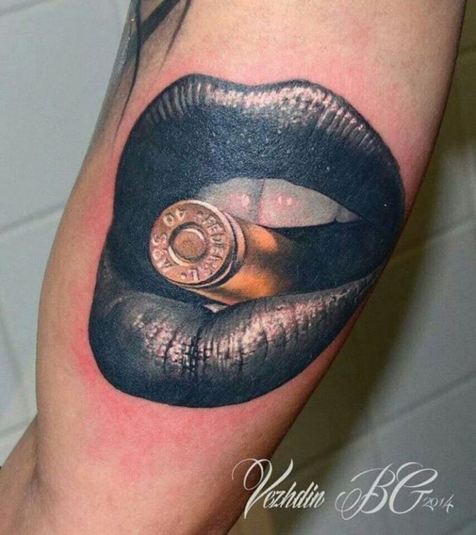 black lips bullet tattoo