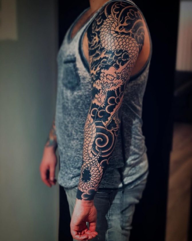 Tattoo sleeve dragon on side