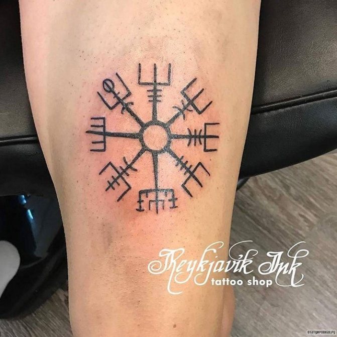 Blackwork rune tattoo on my leg