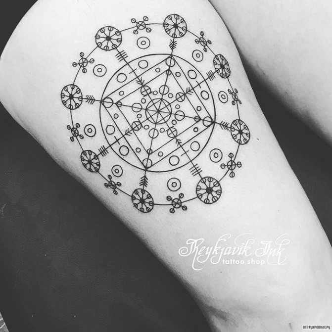 Tattoo runes minimalism tattoo on the hip